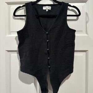 Madewell Texture & Thread Tie Front Black Tank Top